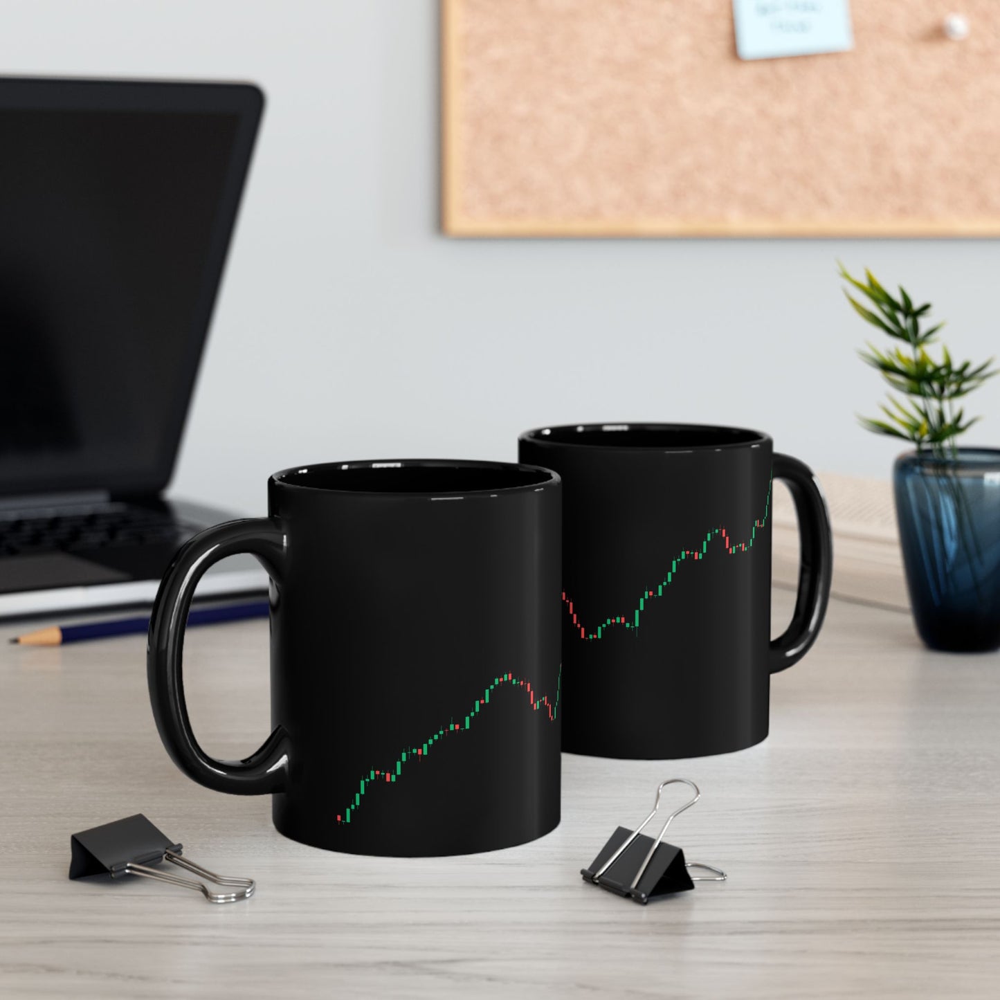 Candle Line Wrap – Black Minimalist Trader Chart Coffee Mug (11oz, 15oz)