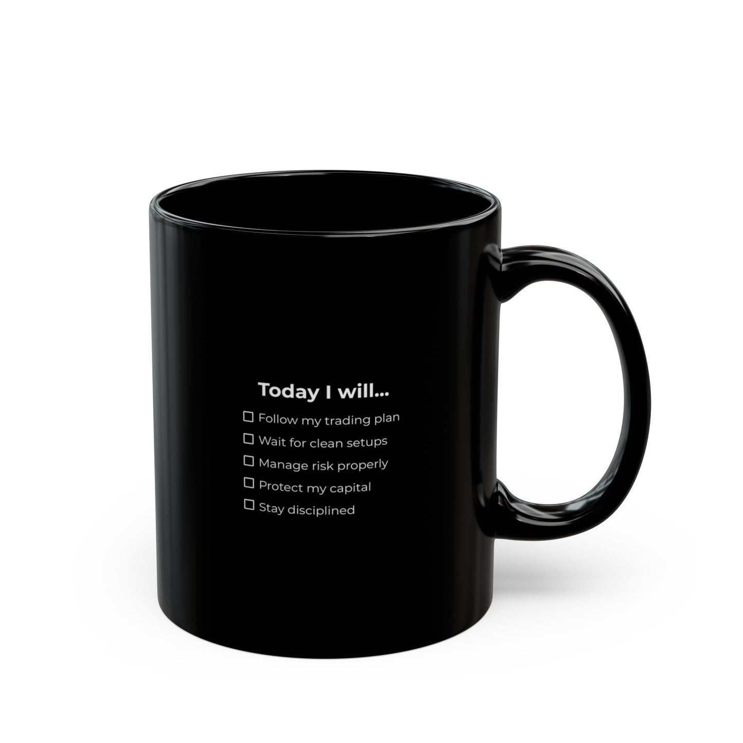 Today I Will… – Black Trading Discipline Checklist Coffee Mug (11oz, 15oz)