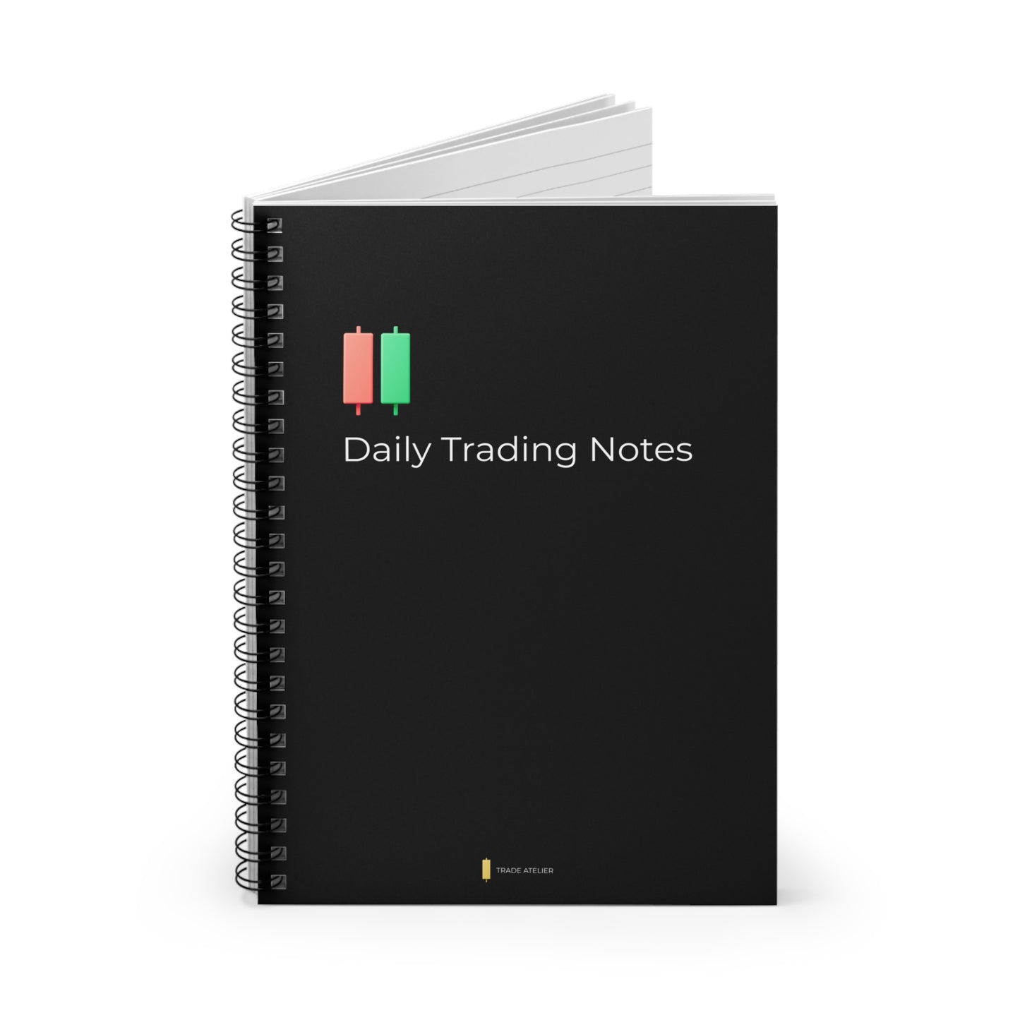 Daily Trading Notes – Black Minimalist Spiral Notebook (Ruled Line)
